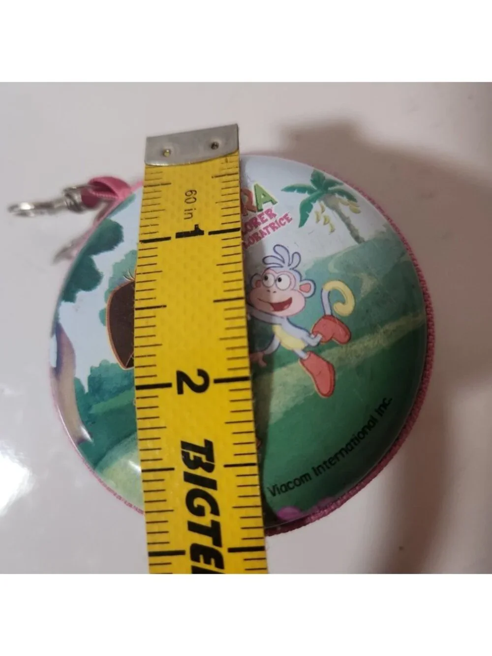 Vintage 2006 Dora the Explorer Boots Coin Purse Keychain Small Round Zip Case